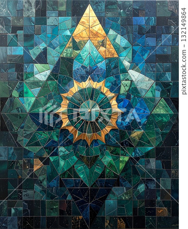 [AI 生成圖像] 現代藝術三角形設計 132149864