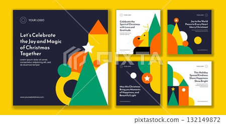 Merry Christmas Celebration Social Media Post Flat Cartoon Hand Drawn Illustration Template 132149872