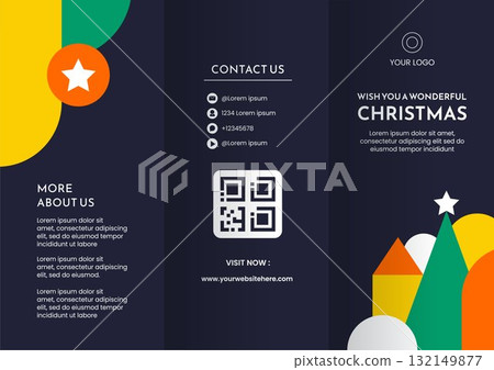 Merry Christmas Celebration Brochure Flat Cartoon Hand Drawn Design Template Merry Christmas Celebration Brochure Flat Cartoon Hand Drawn Design Template 132149877