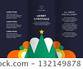 Flat Cartoon Merry Christmas Celebration Brochure Hand Drawn Illustration Layout 132149878