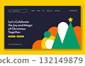 Merry Christmas Celebration Social Media Landing Page Flat Cartoon Illustration 132149879