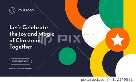 Merry Christmas Celebration Thumbnail Illustration Flat Cartoon Holiday Template 132149881