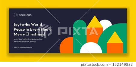 Flat Cartoon Hand Drawn Merry Christmas Celebration Cover Illustration Design 132149882