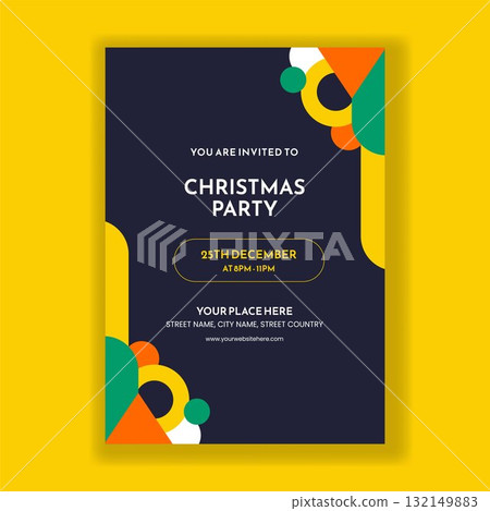 Merry Christmas Celebration Invitation Flat Cartoon Hand Drawn Style Template 132149883