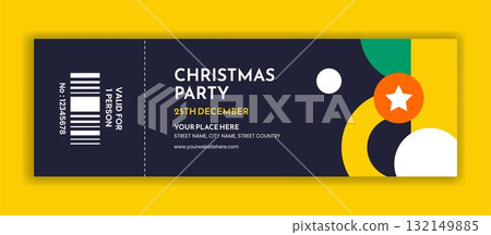 Flat Cartoon Hand Drawn Merry Christmas Celebration Ticket Illustration Design 132149885
