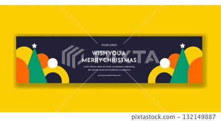 Flat Cartoon Merry Christmas Celebration Billboard Hand Drawn Illustration Design 132149887