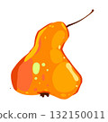 Vector illustration of a bright yellow pear. Hand drawn juicy fruit isolated on white background 132150011