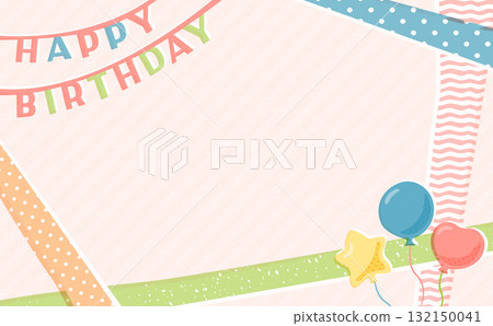 Cute pink birthday frame background: Vector pop design perfect for spring 132150041