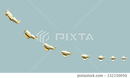 Airplane Toy from Golden Metal. 3D Illustration. File with Clipping Path. 132150050