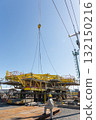 Heavy crane in oil rig construction work. 132150216