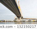 Bhumibol Bridge in Bangkok and Samut Prakan, Thailand. 132150217
