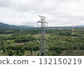Aerial view of transmission tower. 132150219