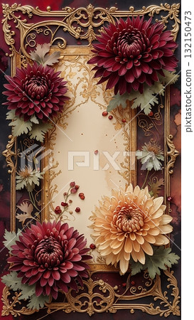 巴洛克式垂直菊花框架 132150473