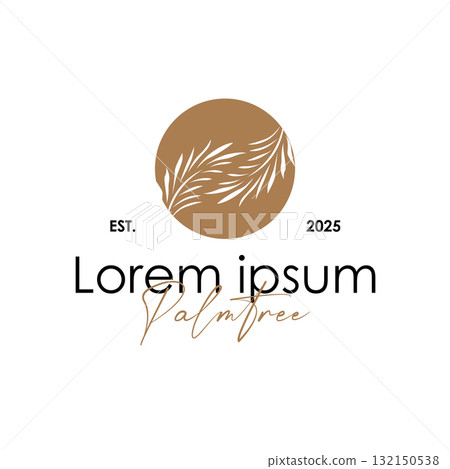 Palm leaf logo black silhouette of coconut leaf with simple modern and elegant line design illustration and symbol template design Palm leaf logo black silhouette of coconut leaf with simple modern and elegant line design illustration and symbol template design 132150538