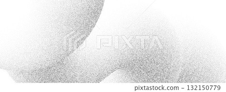 Dotted wavy sand grain texture. Stipple curved gradient wave background. Grunge gritty noise dot work wallpaper with granules, speckles, particles. Vector abstract halftone grit backdrop overlay 132150779