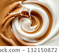 咖啡和牛奶的漩渦，看起來像咖啡包裝上的一樣 132150872