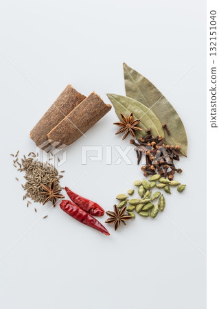 Spices copy space white background 132151040
