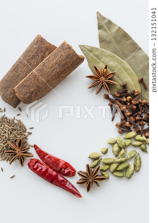 Spices copy space white background 132151041