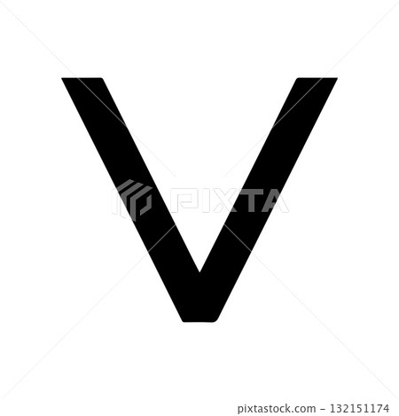 Black Minimal V Symbol Structured with Precision and Balanced Geometry 132151174