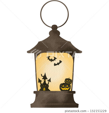 時尚的室內風格水彩燈籠插畫 132151229