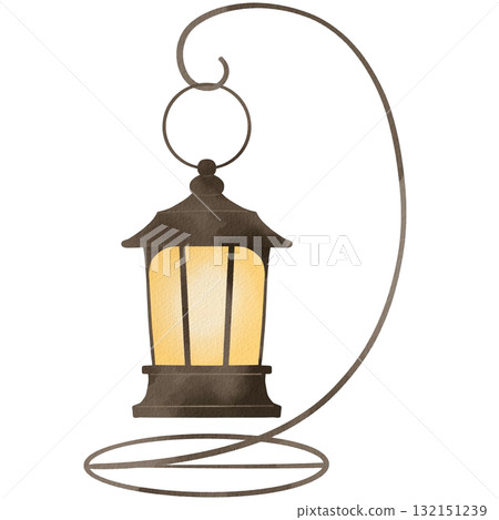 Stylish interior style watercolor lantern illustration 132151239