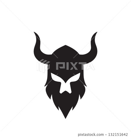 Half Viking Helmet and Half Human Face Logo with Bold Symmetry 132151642