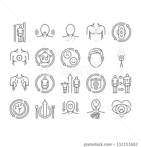 adolescence puberty growth icons set vector 132151682