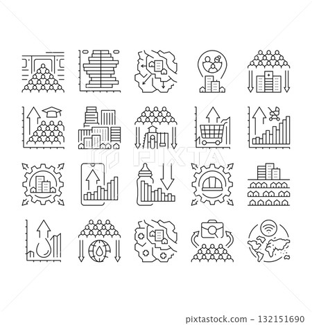 population growth icons set vector 132151690