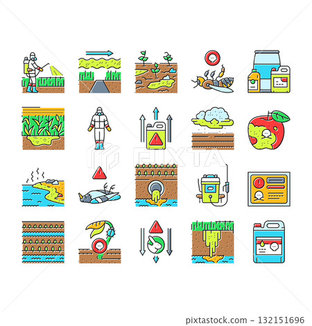 pesticide pollution agriculture icons set vector pesticide pollution agriculture icons set vector 132151696