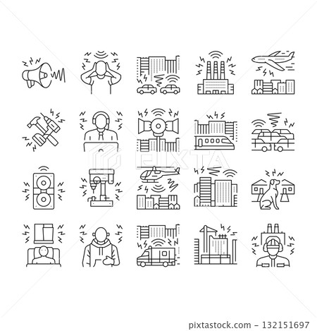 noise pollution icons set vector 132151697