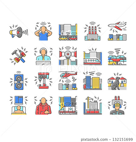 noise pollution icons set vector 132151699