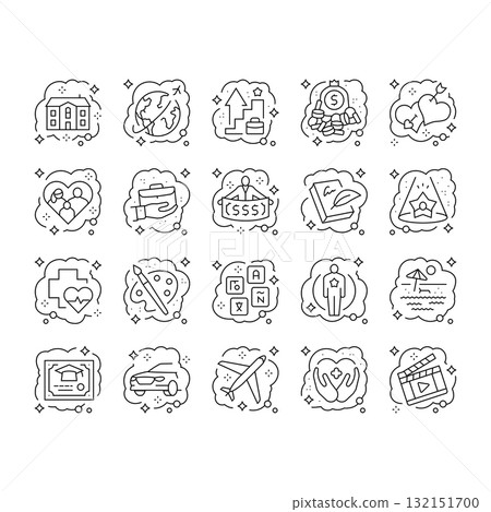 human dreams icons set vector 132151700