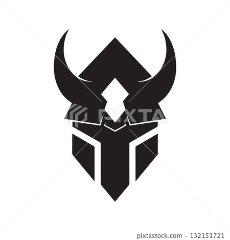Dark Medieval Viking Warrior Symbol Featuring Bold Gothic Elements Dark Medieval Viking Warrior Symbol Featuring Bold Gothic Elements 132151721