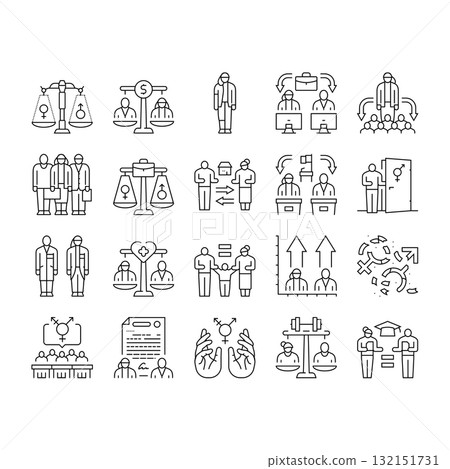 gender equality empowerment icons set vector 132151731