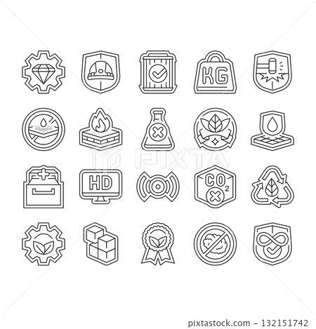 strength durability product icons set vector 132151742