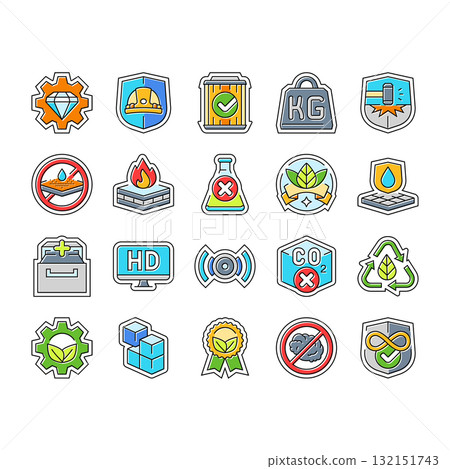 strength durability product icons set vector 132151743