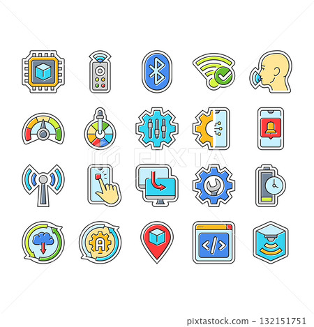 modern technology control product icons set vector modern technology control product icons set vector 132151751