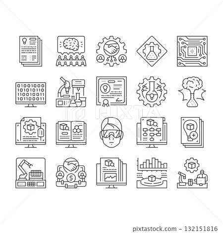 research and development analysis icons set vector research and development analysis icons set vector 132151816