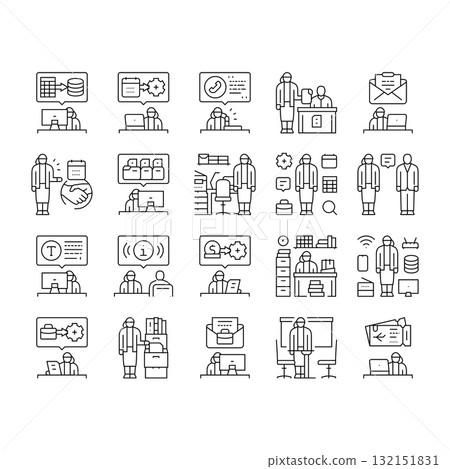 administrative assistant office icons set vector 132151831