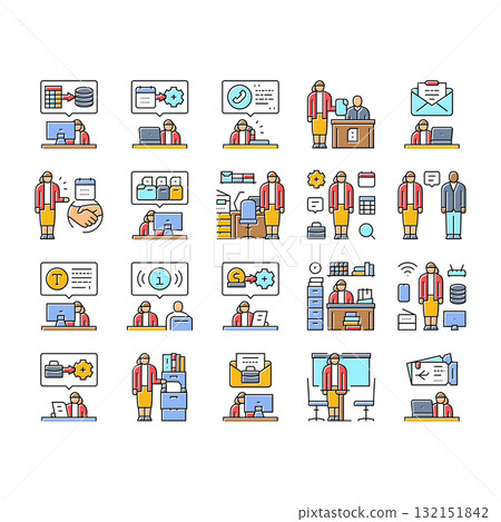 administrative assistant office icons set vector administrative assistant office icons set vector 132151842