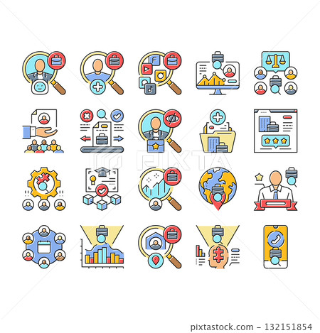 head hunting recruitment icons set vector 132151854
