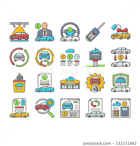 car dealership inventory icons set vector car dealership inventory icons set vector 132151862