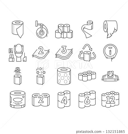 toilet paper tissue roll soft icons set vector 132151865