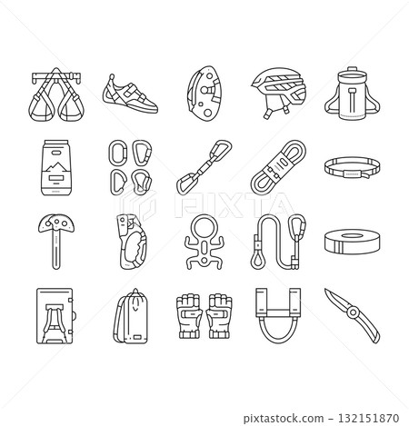 rock climbing bouldering icons set vector rock climbing bouldering icons set vector 132151870