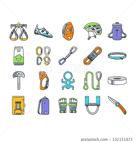 rock climbing bouldering icons set vector rock climbing bouldering icons set vector 132151871