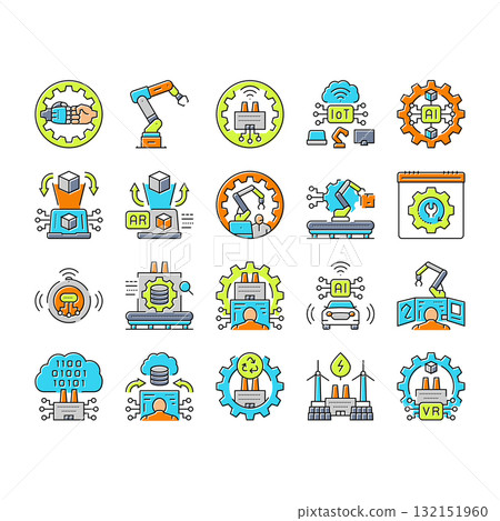 industry five automation icons set vector industry five automation icons set vector 132151960