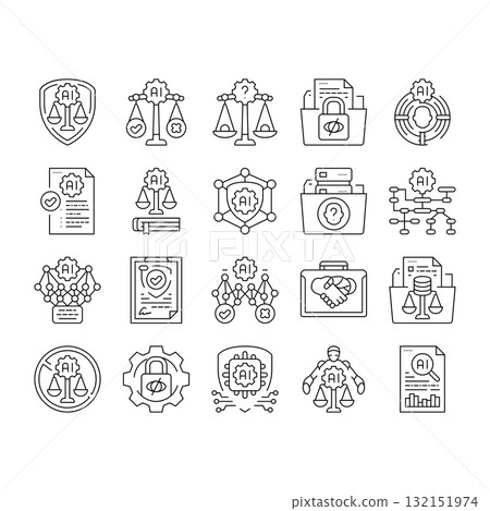 ethical ai bias transparency icons set vector ethical ai bias transparency icons set vector 132151974