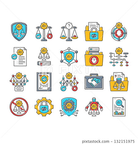 ethical ai bias transparency icons set vector ethical ai bias transparency icons set vector 132151975