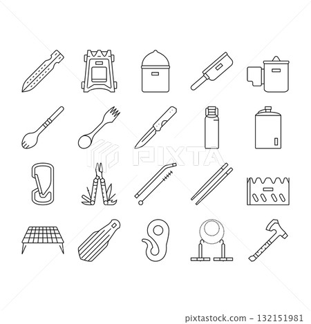 titanium lightweight accessories icons set vector 132151981