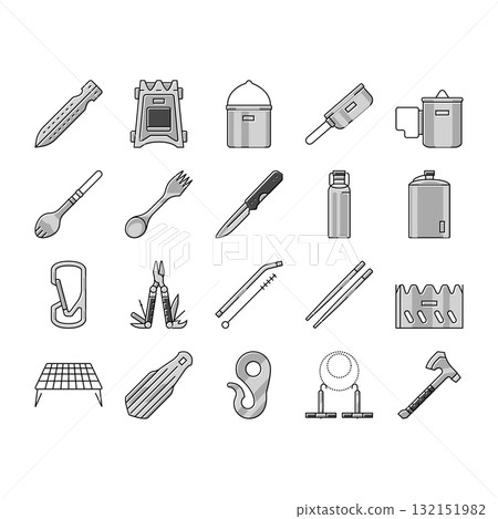 titanium lightweight accessories icons set vector 132151982